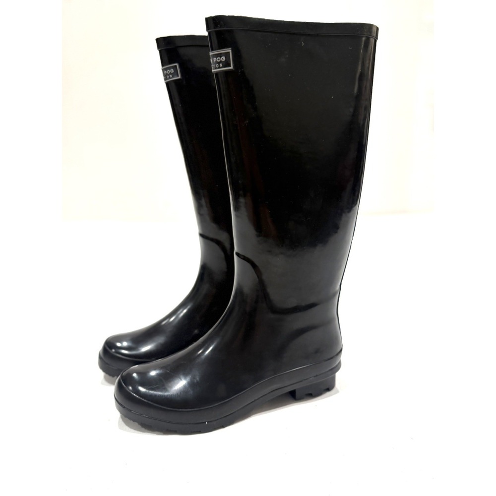 London Fog Size 7 Thames Women's Tall Black Waterproof Rubber Rain Boots fall - Picture 4 of 8